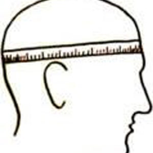 Puede incluir: Un dibujo de l&iacute;nea de la cabeza de una persona con una cinta m&eacute;trica sobre la frente. La cinta est&aacute; marcada con n&uacute;meros.