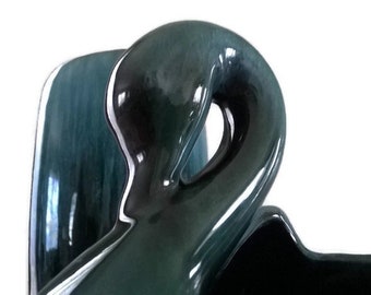 Blue Mountain Pottery Vintage Vase and Swan Planter Green Glaze