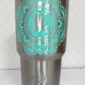 Stainless Steel Tumbler with Personalized Decal, Ozark Trail tumbler with Decal, Personalized Mandala Flower, Coffee Cup