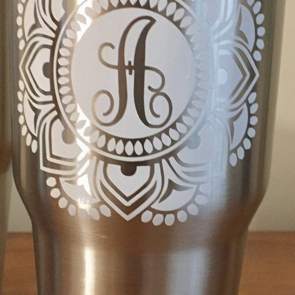 Bridesmaid Stainless Steel Tumbler, bridal party Personalized Decal tumblers, Ozark Trail tumbler with Decal, Personalized Mandala Flower, C