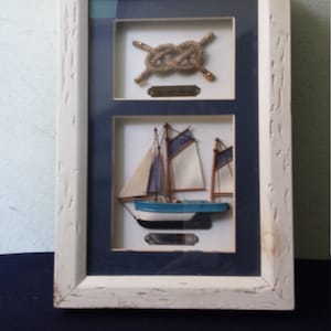 Vintage boat frame, knots, key ring, double frames, wooden, handmade, wooden frame, for decorations and collections
