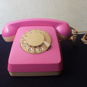 Vintage dark pink telephone Siemens pink rotary phone, pink telephone, landline phone, office phone not working,