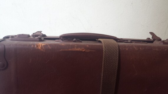 Vintage suitcase, rectangular suitcase, brown col… - image 4