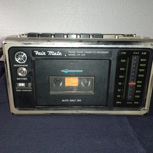1 Radio cassette, mini recorder 7 air mate, AF/AM Radio recorder black color, model 239 Made in Japan 2 Bands