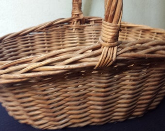 Vintage basket, wicker basket, large model, handmade basket, farm basket, Vintage bag wicker basket,