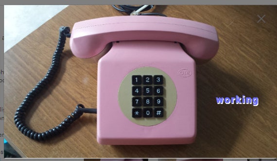 Working Pink Vintage Landline Telephone, Retro Telephone, Pink