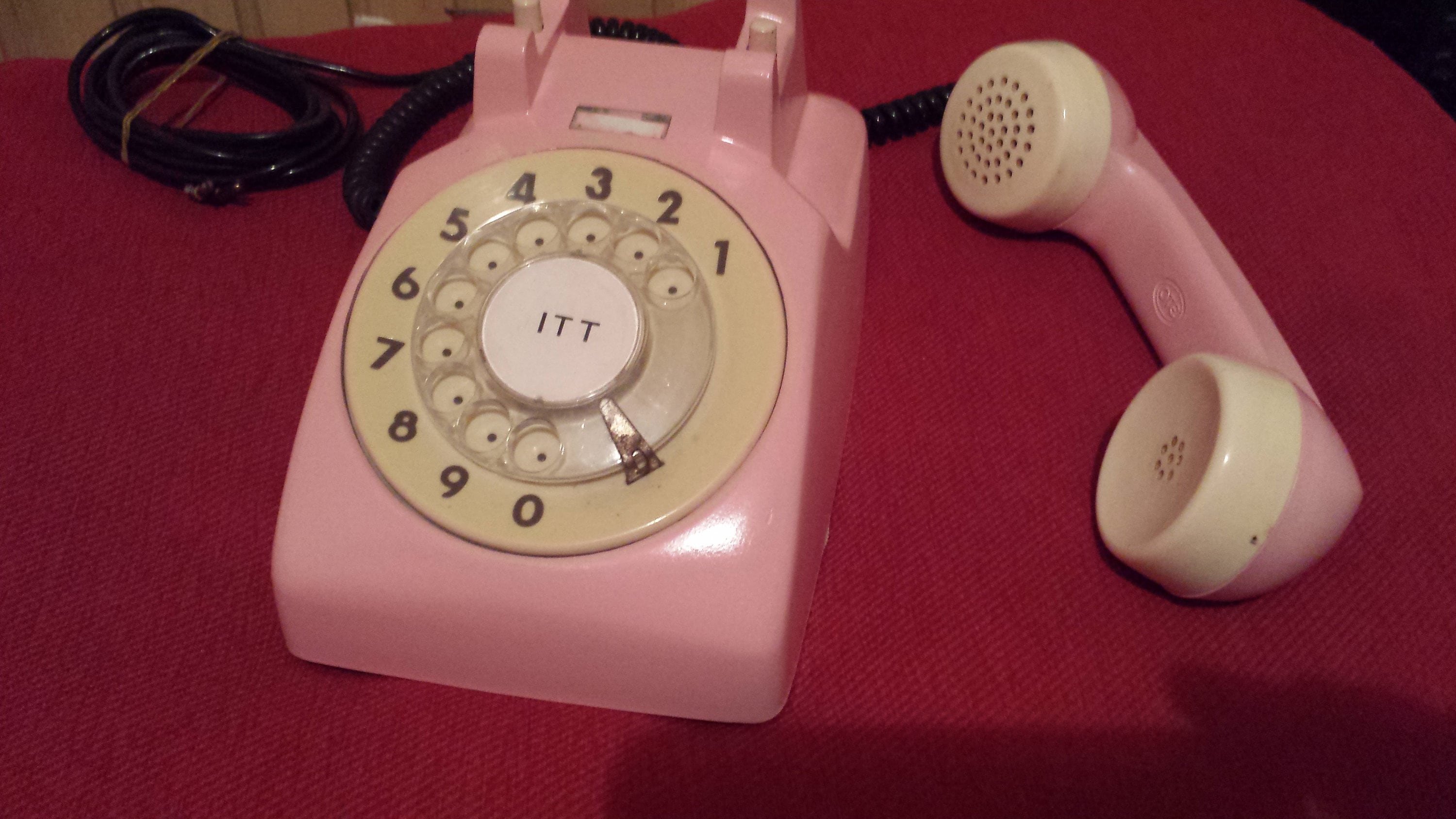 Vintage pink phone dial manual phone pink landline phone Etsy