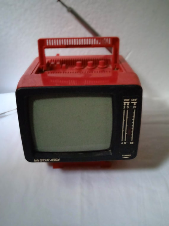 1television Vintage Tele Star 4004 Mini Portable TV Red Color, Black and  White Television, 