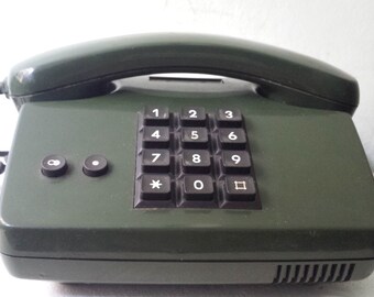 Working Vintage Military Green Telephone, Retro Telephone, Green Dial Telephone, Square Shape Telephone Landline Bakelite Desk Telephone