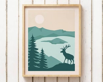 Crater Lake National Park Poster, Crater Lake National Park Print, minimalistic decoration, Oregon National Park Art