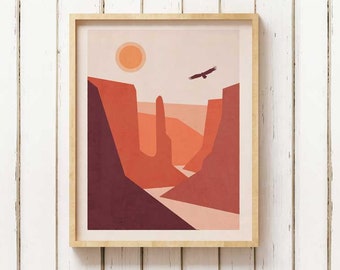 Affiche de parc national du Grand Canyon, impression de parc national du Grand Canyon, décoration minimaliste, art de parc national de l’Arizona