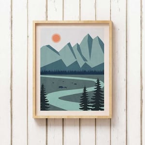 Grand Teton National Park Poster, Grand Teton National Park Print, minimalistische Dekoration, Wyoming National Park Art