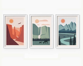 National Park Art, Set of 2 Prints, National Park Poster, National Park Print