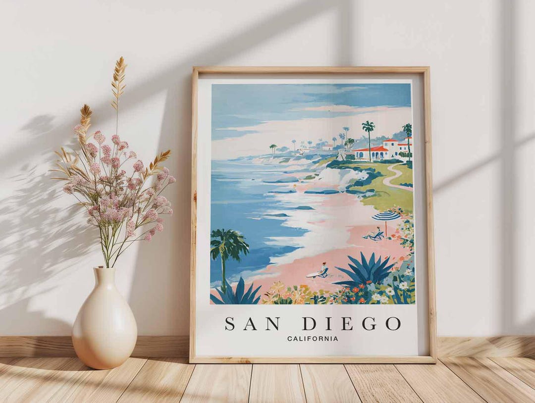 Vintage San Diego Travel Poster – Coastal California Wall Art - Etsy