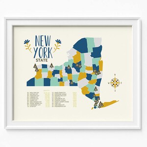 New York State kaart, New York kwekerij kaart voor jongens, 2 afdrukbare bestanden (JPEG) downloaden en afdrukken van elke grootte tussen 5 "x 7" en 16 "x 20"