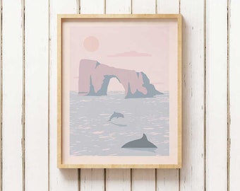 Póster del Parque Nacional de las Islas del Canal, lámina del Parque Nacional de las Islas del Canal, decoración minimalista, arte de parques nacionales de California
