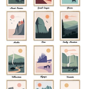 National Park Art, Set of 3 Prints, National Park Poster, National Park Print image 7