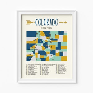 Colorado State Parks Karte, 16 x 20 Abenteuer, Berge, Parks, Flüsse, Kunst, jungen Zimmer camping Karte, Kinder-Schlafzimmer, Klassenzimmer, pädagogische