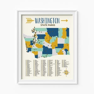 Washington State Parks map, 4 printable files (JPEG) download and print any size between 5&quot;x7&quot; and 16&quot;x20&quot;