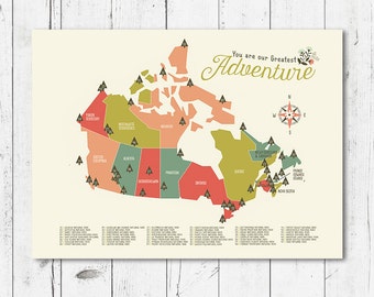 Canada National Park Map, you are my greatest adventure 4 printable files (JPEG) download and print any size between 5"x7" and 16"x20"