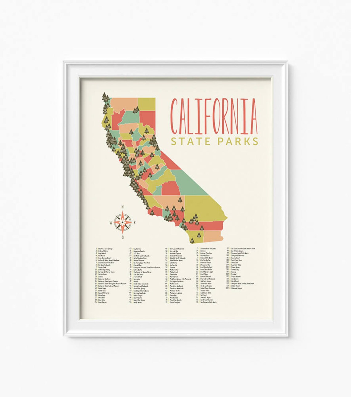 California State Parks Map Print, Girls Room Decor (digital Download ...