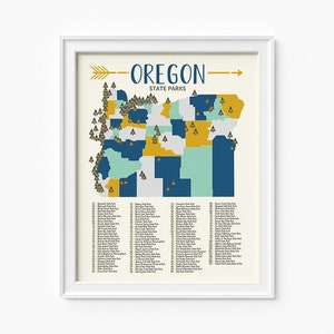 Oregon State Parks Karte, 16 x 20 Abenteuer, Berge, Parks, Flüsse, Kunst, jungen Zimmer camping Karte, Kinder-Schlafzimmer, Klassenzimmer, pädagogische