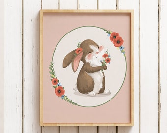 Baby Bunny Nursery Print, 8"x10" Downloadable File (JPEG) Nursery or Children's room Instant Downloadable Print!!