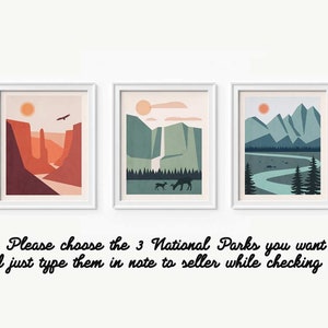 National Park Art, Set of 3 Prints, National Park Poster, National Park Print image 8