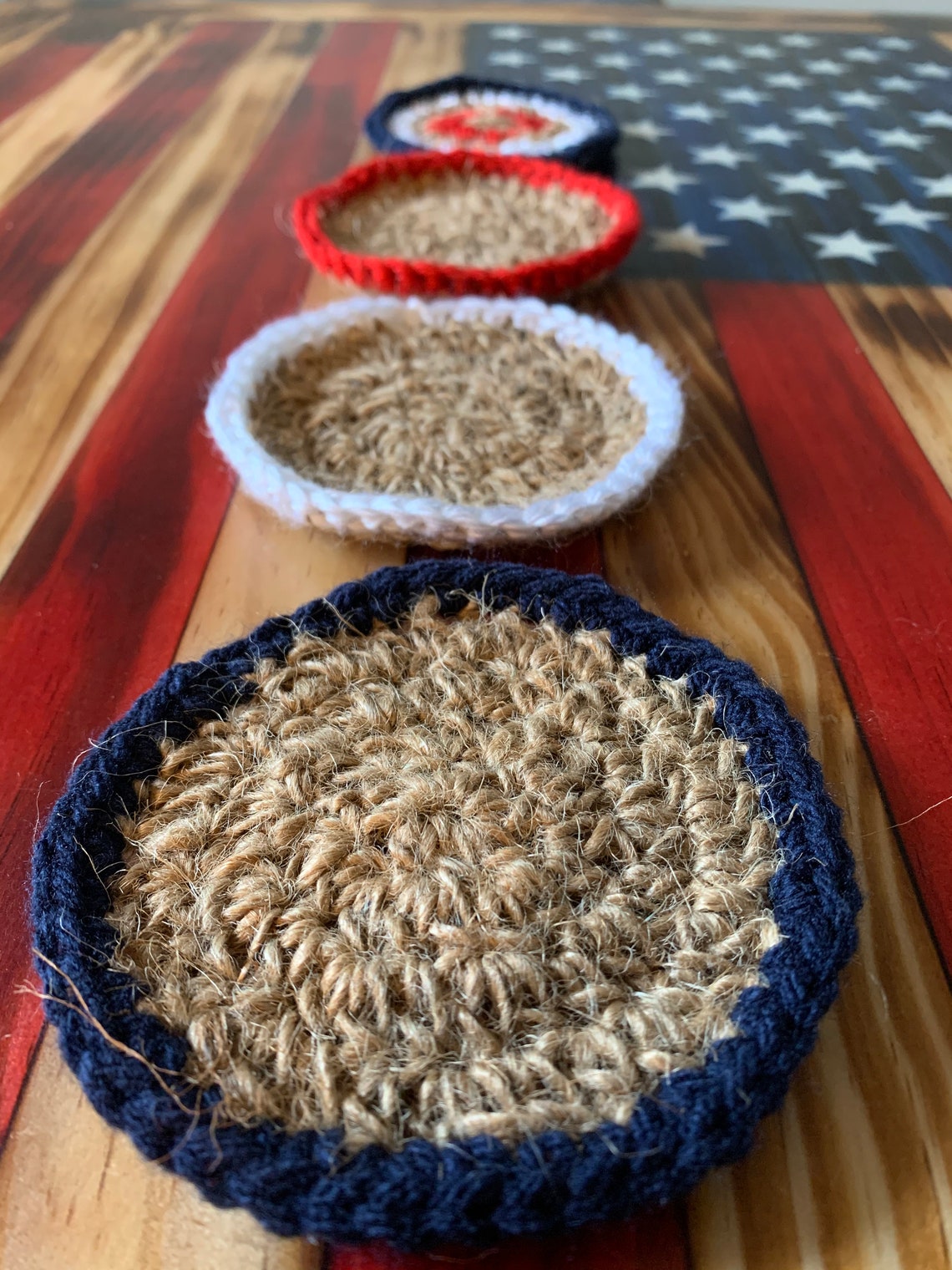 Yarn and Jute Crochet Coasters Etsy UK