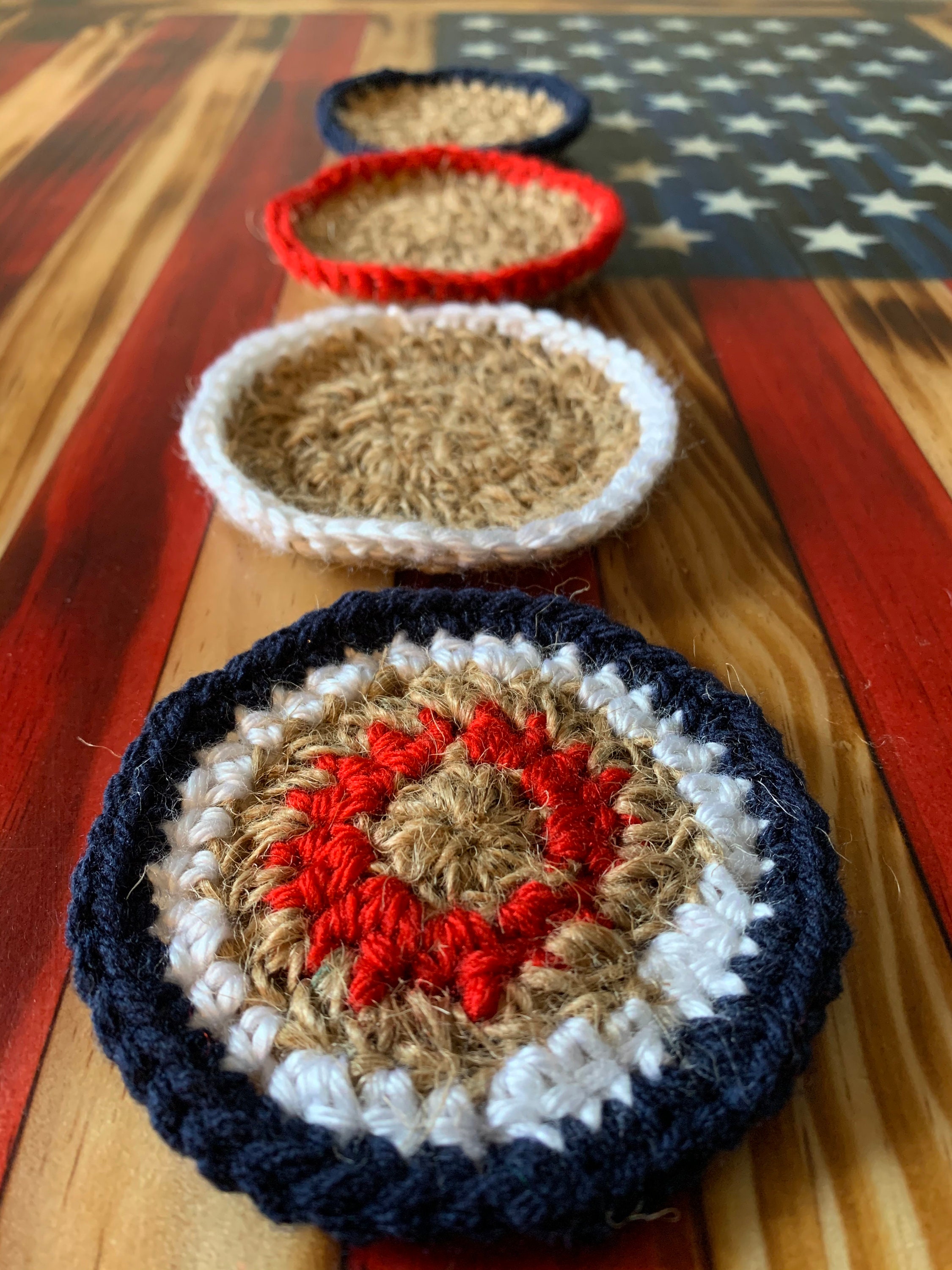 Yarn and Jute Crochet Coasters Etsy UK