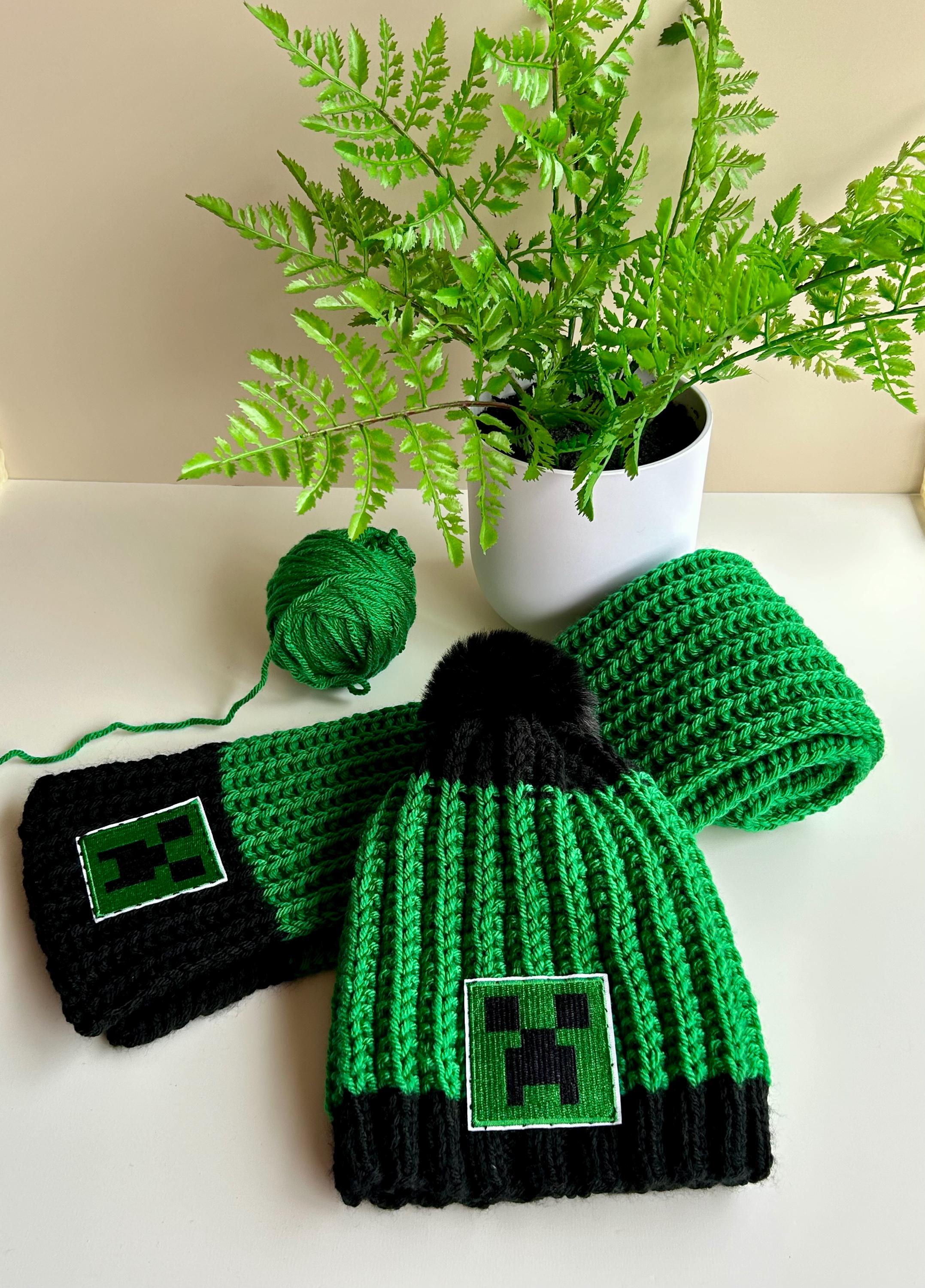 Minecraft Scarf Design Minecraft Scarf, Hand-knitted Minecraft Scarf, Kids Scarf,minecraft ...