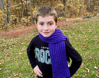 Handmade kids scarf, Purple Scarf, Winter scarves, knitted kids scarf, Christmas gift for kids, birthday gift, hand-knitted kids' scarf