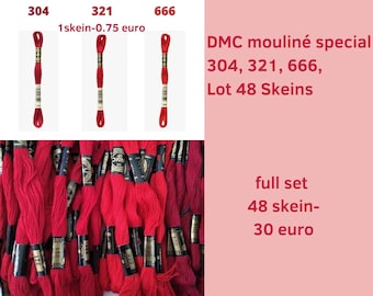 DMC mouliné special 304, 321, 666, partij 40 strengen, 100% katoen, borduurgaren, kits voor kruissteek, floss 8m naaistreng rood mixkleur