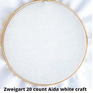 Zweigart 20 count Aida white craft fabric 16&quot; x 20&quot; also suitable for Hardanger, white cotton fabric for embroidery 20 count 8 crosses cm
