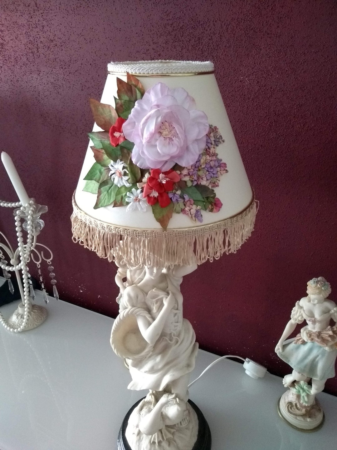 Floral Lamp Shade Classic Look for Your Home Handmade Table Lamp Shade
