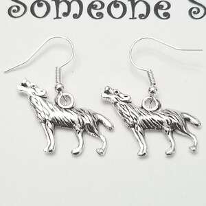 Wolf Dangle Earrings: Hypoallergenic Silver Animal Lover Gift