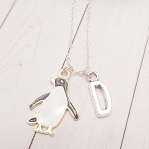 Personalisierte Silber Pinguin Halskette, Silber Schmuck, Geburtsstein Halskette, Geschenk für sie, Silber Pinguin Schmuck