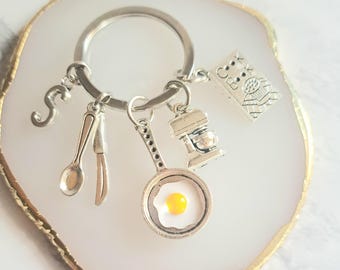 Baking Charm Keychain: Whisk, Spoons, Cookbook, Baker Gift
