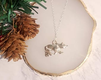 Sterling Silver Bear Pendant Necklace: Boho Nature Jewelry