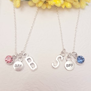 collar de mejor amigo, regalo de Bff, collar de encanto de piedra de nacimiento, regalo para el mejor amigo, collar de besties, collar de Bff