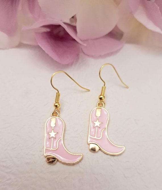 4598 4 Packs Pink Lighted Cowboy Hat Bandana Boots Cowgirl Earrings SATINIOR 4 Packs Pink Lighted Cowboy Hat Pink Bandana Boots  main image 4