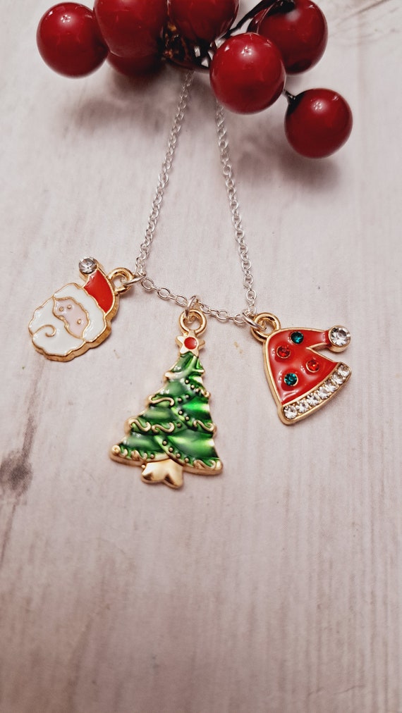 Buy Christmas Charm Necklace, Santa Charm, Christmas Tree Pendant