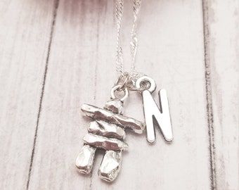 Inukshuk necklace,silver inukshuk necklace,Canada jewelry,Inukshuk charm,Canadian necklace