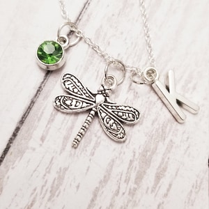 dragonfly charm necklace, Mystical jewelry, dragonfly lover gift, Birthstone necklace, Nature necklace, Nature lover gift, Dragonfly