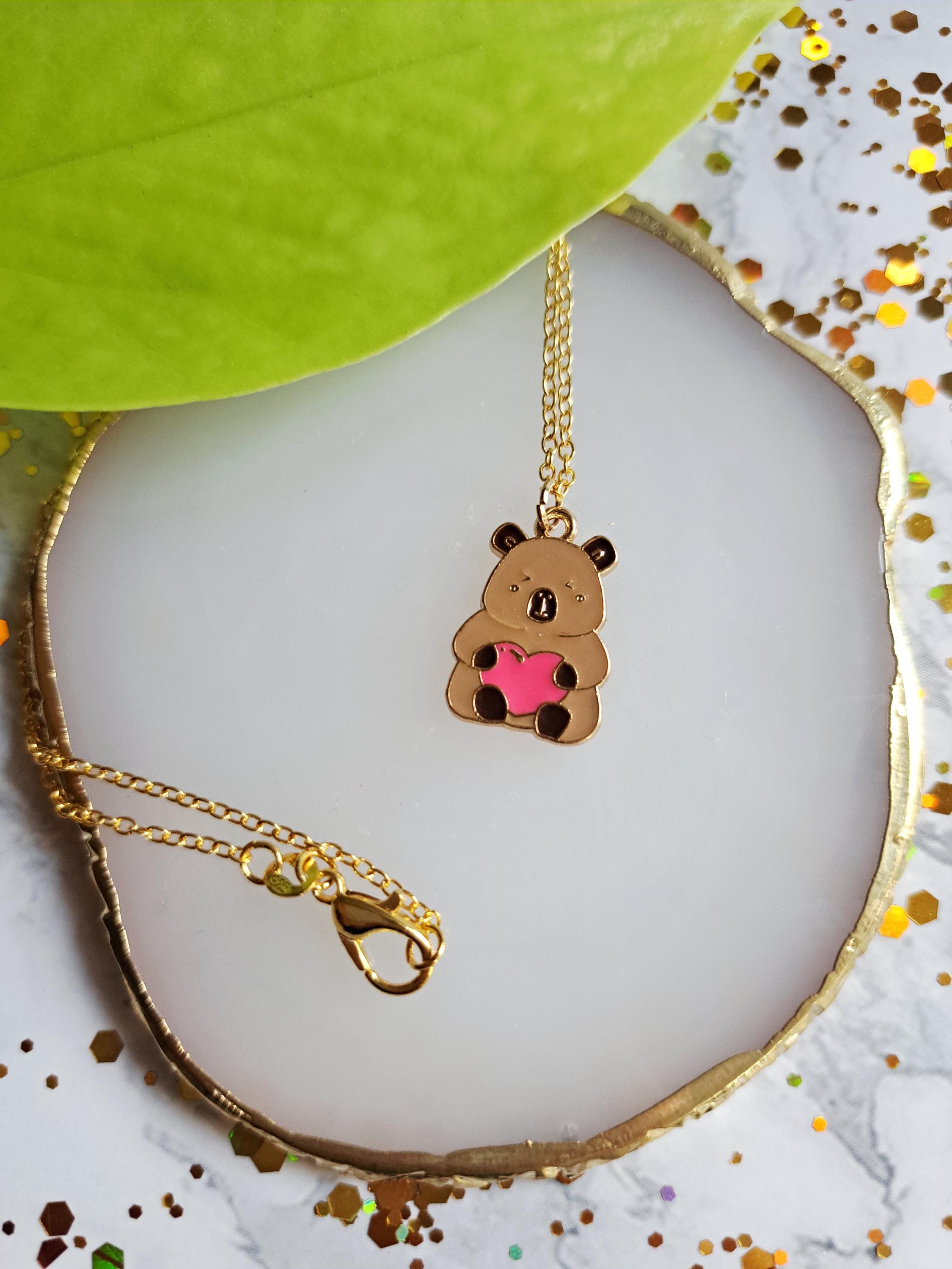 Capybara Charm Necklace, 925 Gold Chain, Animal Jewelry Gift - Etsy