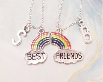 Rainbow best friend necklace, best friend necklace, Rainbow necklace, best friend gift, Set of 2