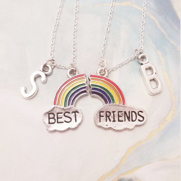 Rainbow best friend necklace, best friend necklace, Rainbow necklace, best friend gift, Set of 2