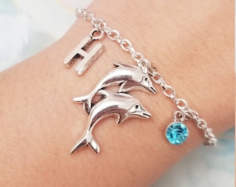 Dolphin bracelet, dolphin jewelry, dolphin gift, girls charm bracelet, custom bracelet, gift for her