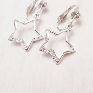 Star clip on earrings, clip on earrings, girl clip on's, non pierced earrings, Christmas gift