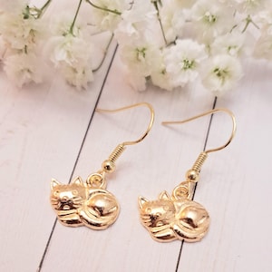Gold Katze Ohrringe, Katze Liebhaber Geschenk, Katze Ohrringe, Tier Ohrringe, Kitty Katze Ohrringe
